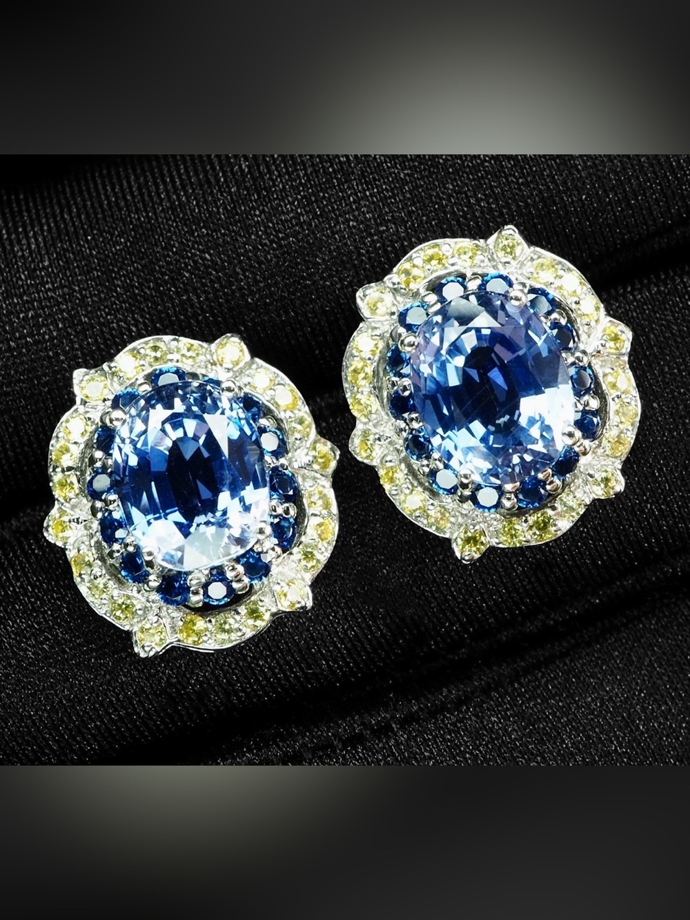 Tanzanite sapphire yellow blue sapphire 14k over 925 silver lavender violet